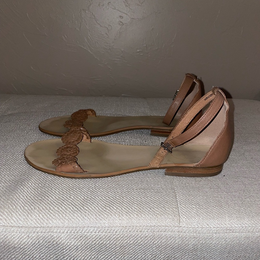 Brown Jack Rogers sandals with ankle straps